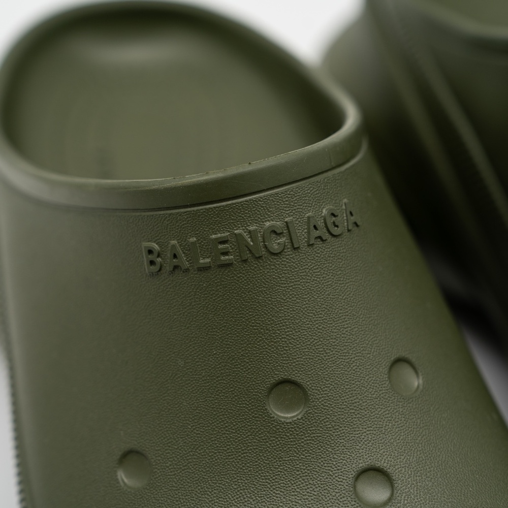 size 43 - Balenciaga Crocs Mule Green Khaki Rubber Slide Sandal Platform - Picture 8 of 12